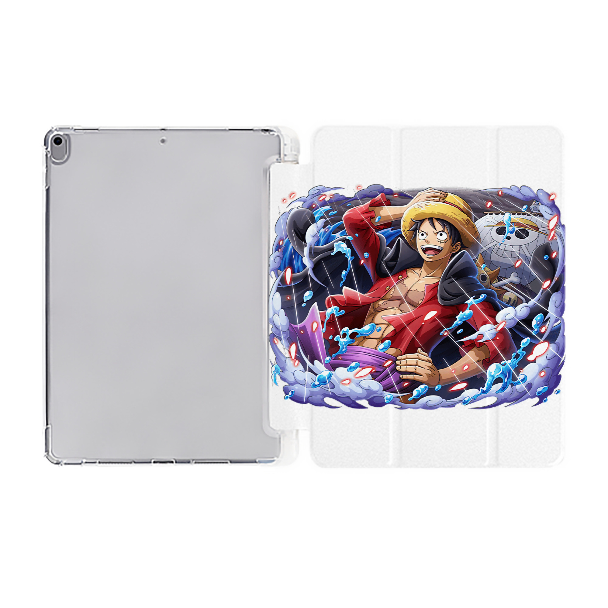 （画像用） ワンピース モンキー・D・ルフィ ONE PIECE Monkey D. Luffy IPad ケース ペン収納付き 三つ折りスタンド PUレザー×シリコン 対応機種9.5/10.5/10.9インチ